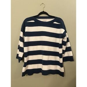 L.L. Bean Signature 3/4 Sleeve Top Striped Women Size XS Nautical Preppy